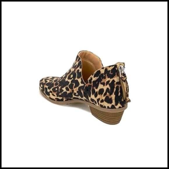 Genuine Suede Ankle Booties with 1.5 Inch Block Heel Back Zip Closure - Picture 5 of 7